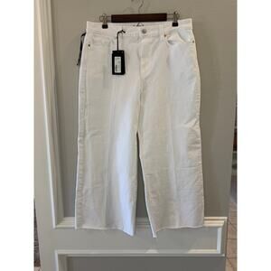 Paige NWT Anessa Raw Hem High Rise Ankle Wide Leg White Jeans Sz 32 Petite